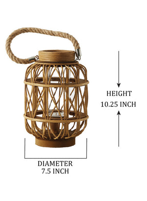 Wood Chinese Candle Lantern, 7.5" Diameter & 10.25" Tall