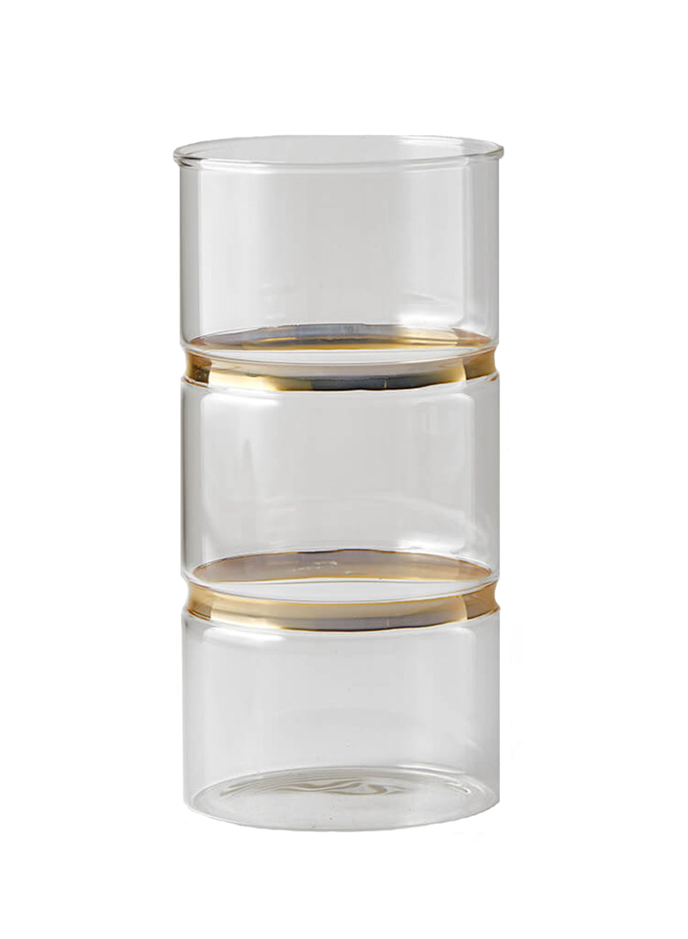 Gold Band Cylinder Glass Vase, in 2 Sizes