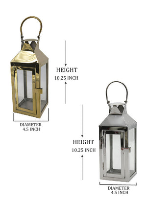 Square Stainless Steel Lantern, in 3 Sizes & 2 Colors