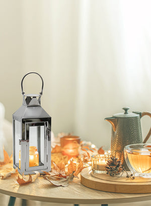 Square Stainless Steel Lantern, in 3 Sizes & 2 Colors