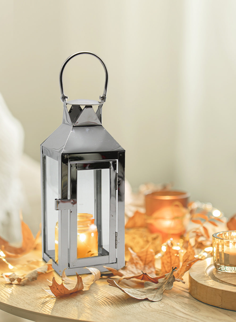 Square Stainless Steel Lantern, in 3 Sizes & 2 Colors