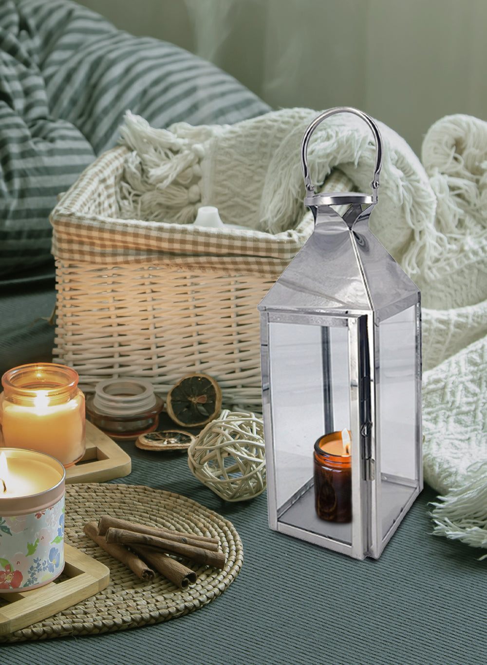 Square Stainless Steel Lantern, in 3 Sizes & 2 Colors