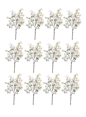 Serene Spaces Living Pack of 12 Faux White Silk Cherry Blossom Spray, 41" Tall