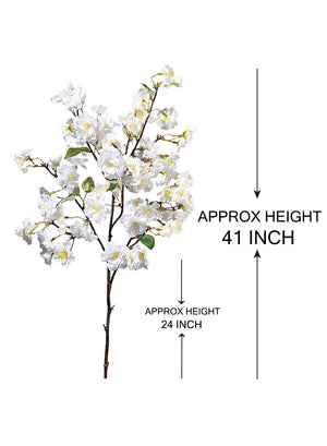 Serene Spaces Living Pack of 12 Faux White Silk Cherry Blossom Spray, 41" Tall