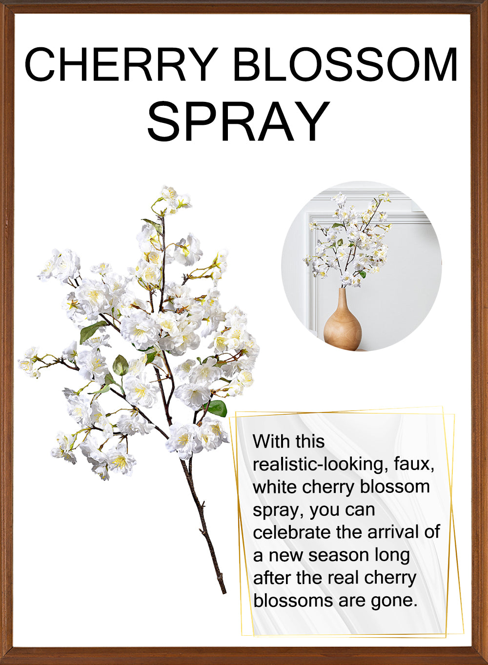 41" White Silk Cherry Blossom Spray, Pack of 12