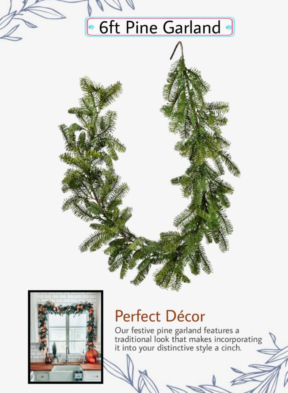 Artificial Pine Garland & Pine Pick