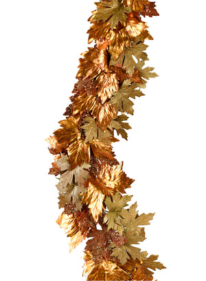 72" Glitter Gold & Copper Maple Leaf Garland