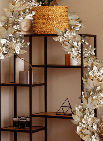 Serene Spaces Living Decorative Large Gold Leaf Garland for Weddings, 72" Long