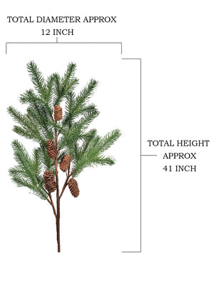 Serene Spaces Living Pine Branch with Pine Cones, Measures 41" Tall & 12" Wide