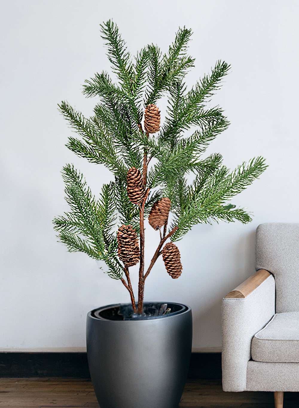 Serene Spaces Living Pine Branch with Pine Cones, Measures 41" Tall & 12" Wide