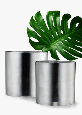 Polished Aluminum Cylinder Vase - In 2 Sizes