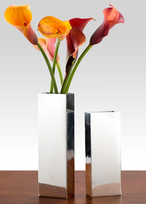 Serene Spaces Living Polished Aluminum Rectangle Vase - Use for Home Décor, Event Centerpieces and Much More, 2 Size Options