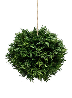 Serene Spaces Living Decorative Artificial Spruce Ball, Ideal for Holiday Décor, Available in 2 Sizes – 7in and 9in Diameter