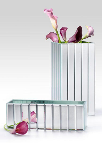 Tall and Low Gatsby Mirror Strip Vases, Set of 2