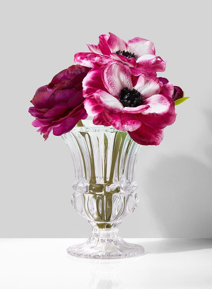 Serene Spaces Living Set of 4 Fancy Small Pedestal Glass Vase, Centerpiece for Events, Weddings, Measures 6" Tall and 4.5" Diameter