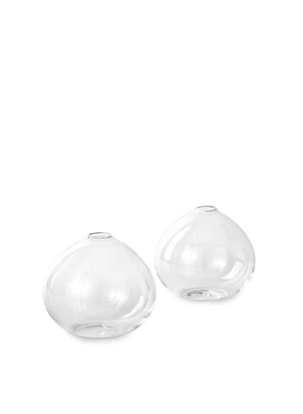 4" Clear/ Blue Ball Bud Vase, In 2 Sets