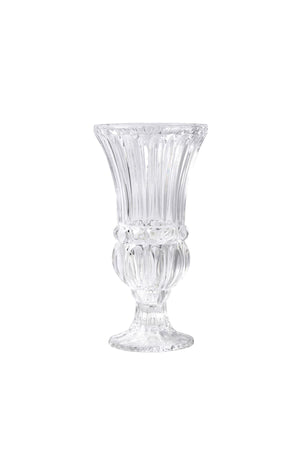Serene Spaces Living Fancy Large Pedestal Glass Vase, Centerpiece for Events, Weddings, Measures 11.75" Tall and 5.75" Diameter