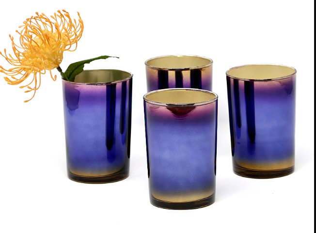Serene Spaces Living Colorful Oxidized Glass Vase, Ideal as Accents on Bars, Set of 4, Each Measures 4.25” Tall and 3” Diameter