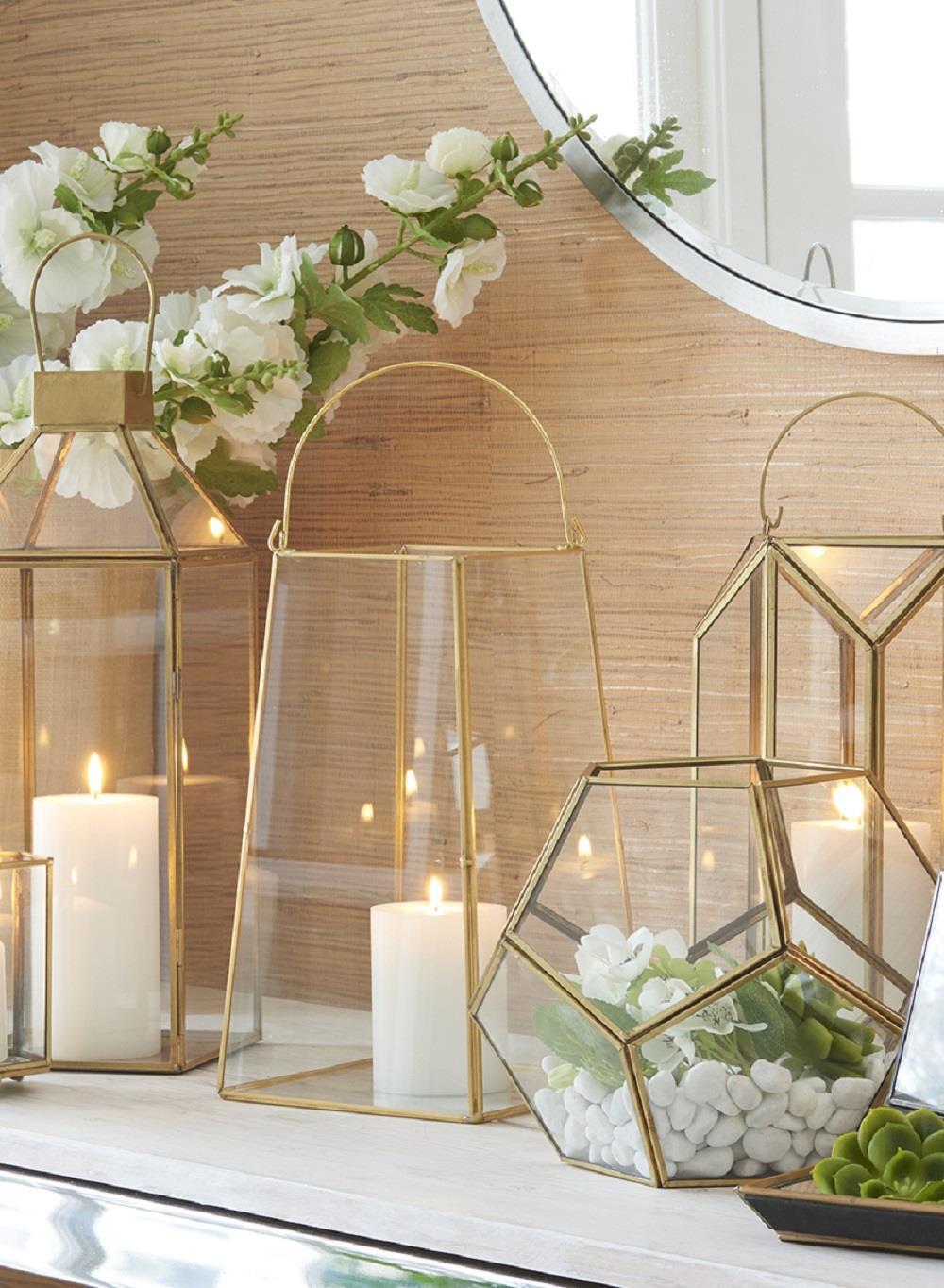 Gold Glass Lanterns, Candle Holders