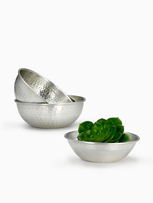 Serene Spaces Living Hammered Silver Bowl, Hammered Metal Provides Vintage Look, 2 Size Available
