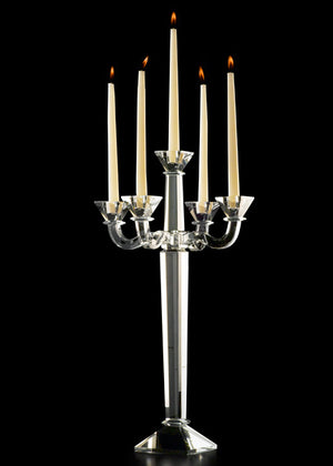 Serene Spaces Living Modern Glass Square Cup Candelabra, Wedding Centerpiece, Measures 23.5" Tall