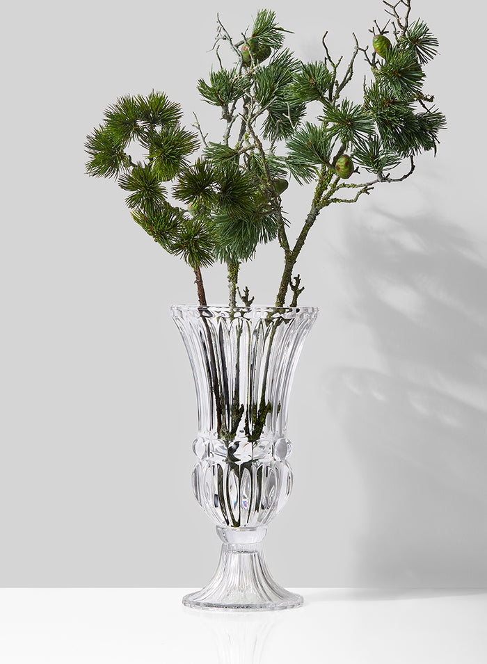 Serene Spaces Living Fancy Extra Large Pedestal Glass Vase, Centerpiece for Events, Weddings, Measures 16" Tall and 8" Diameter
