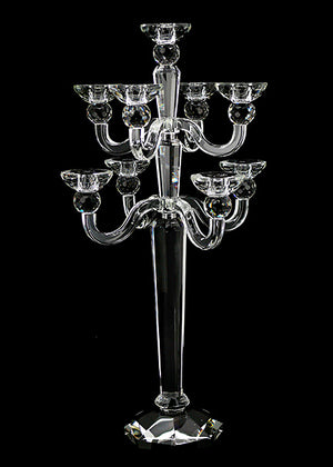 Serene Spaces Living Crystal Candelabra with 9 Arms, Classic Elegant Design, Measures 25.75" Tall and 14" Diameter
