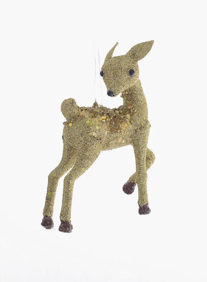 Serene Spaces Living Hanging Glitter Gold Deer, Ornament for Holiday Décor, Measures 4.5" Tall, 1.25" Wide, 3.5" Long