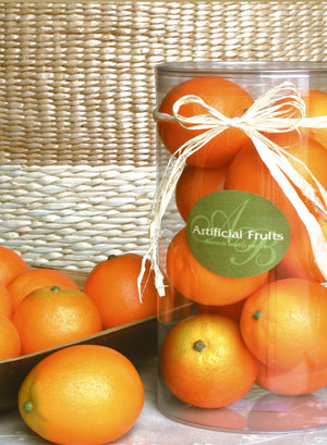 Serene Spaces Living Decorative Oranges, Faux Fruits for Display, Set of 8