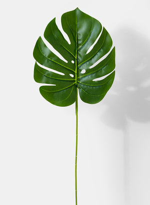 Serene Spaces Living Faux Small Philodendron Leaves, Ideal for Floral Arrangements, Set of 3, Each Measures 21” Tall and 8.5” Wide