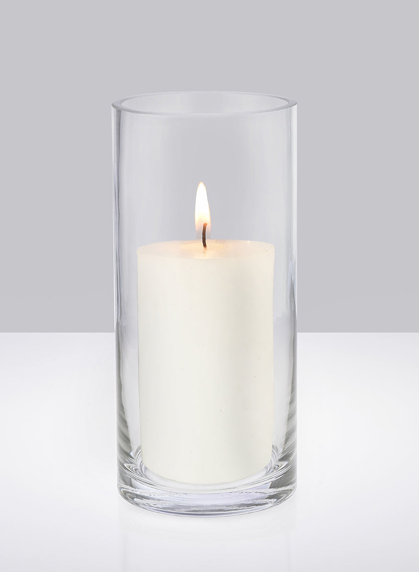 Serene Spaces Living Set of 12 Glass Cylinder Hurricane Vase- 3.5" Dia & 6" Tall