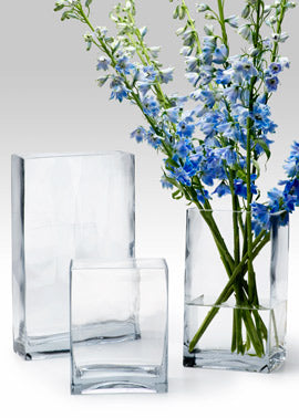 Serene Spaces Living Rectangle Glass Vase – Classic Flower Vase for Home, Offices, Event Centerpieces and Much More, 2 Size Options Available