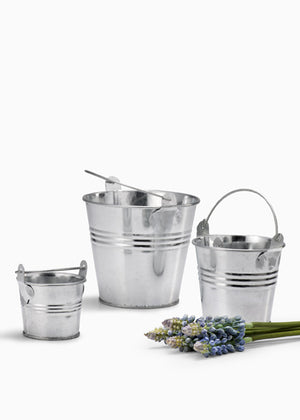 Serene Spaces Living Classic Zinc Bucket with Handle, Use as Vases or Candy Holders, 5 Sizes Available