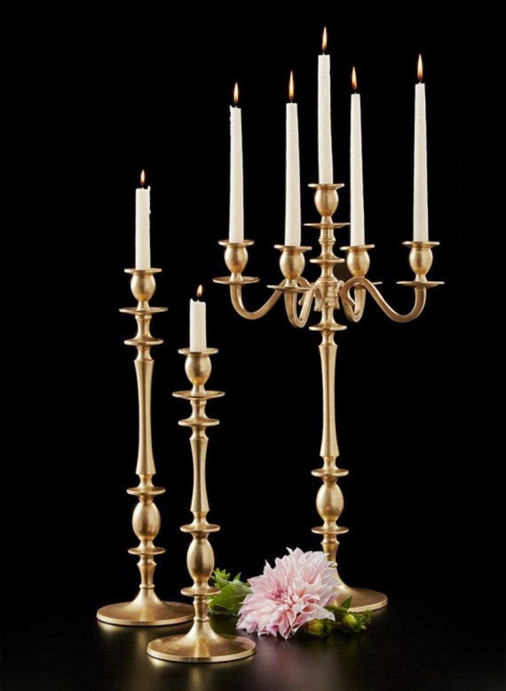 Gold Candlesticks & Candelabra, in 4 Designs