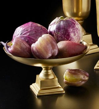 Gold Pedestal Bowl, 10.75" Diameter & 5.75" Tall