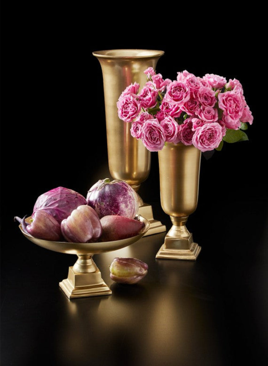 Gold Pedestal Urn Vase and Bowl Serene Spaces Living