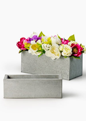 Serene Spaces Living Modern Zinc Planter for Romantic Floral Arrangements, 2 Sizes Available