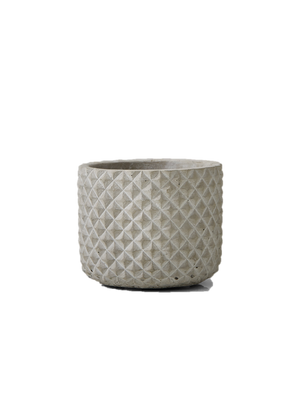 Grey Cement Diamond Patterned Cylindrical Vase, Ideal for Wedding or Event Centerpieces and Fresh Flower Arrangements, 2 Sizes Available