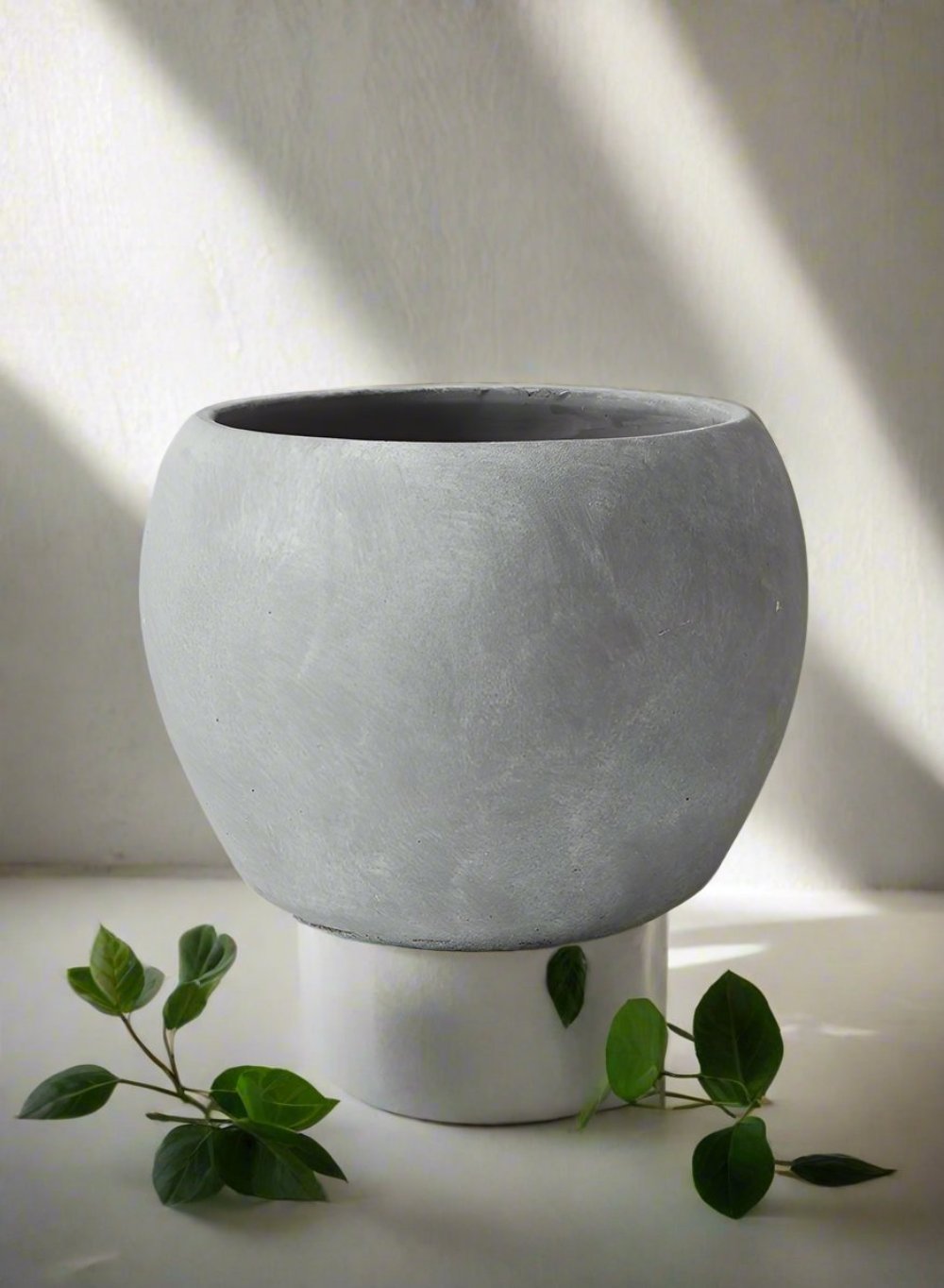 Decorative Grey Cement Curvy Fishbowl Vase, in 2 Sizes