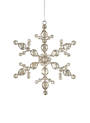 Serene Spaces Living Hanging Rhinestone Silver Snowflake Ornament, Holiday Decoration, Pack of 6