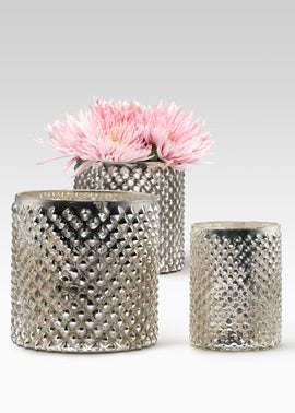 Serene Spaces Living Antique Silver Hobnail Vase - Beautiful Mercury Glass in a Vase