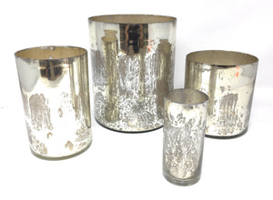 Serene Spaces Living Antique Silver Mercury Glass Cylinders, Handmade Mercury Glass Finish, 4 Size Options