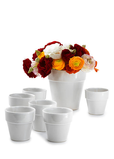 Standard Glossy White Pots, Set of 6