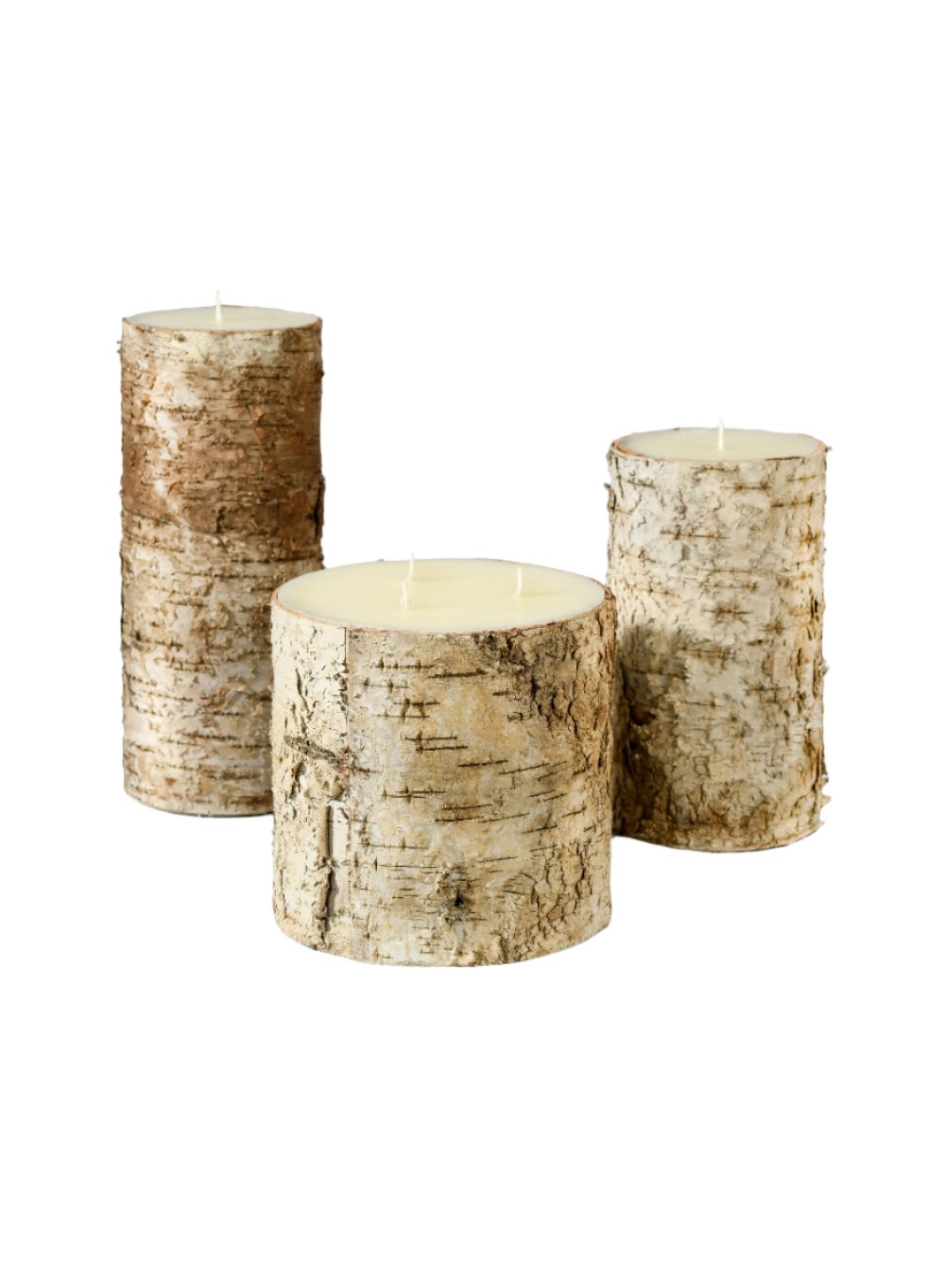 Birch Bark Pillar Candle, In 3 Sizes