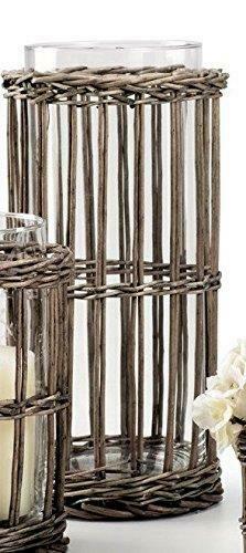 Glass Vase with Rattan Cage – Romantic, Rustic-Inspired Vase, Use for Home Décor, Event Centerpieces and More, 3 Size Options