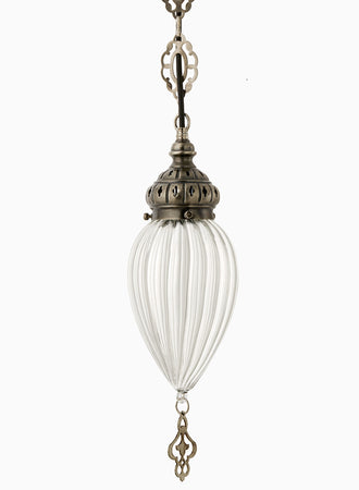 Serene Spaces Living Decorative Hanging Moroccan Glass Lamp, Hang above Coffee Table, Dining Table, Measures 12" Tall and 4.75" Diameter