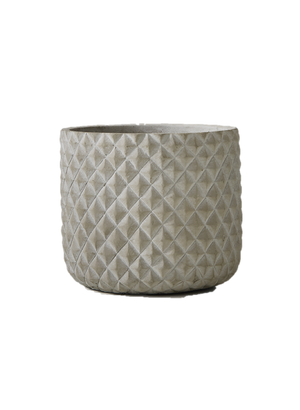 Grey Cement Diamond Patterned Cylindrical Vase, Ideal for Wedding or Event Centerpieces and Fresh Flower Arrangements, 2 Sizes Available
