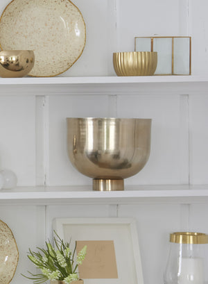 Serene Spaces Living Gold Finish Compote, Stylish Aluminium Bowl, Measures 8.75" Tall and 10" Diameter