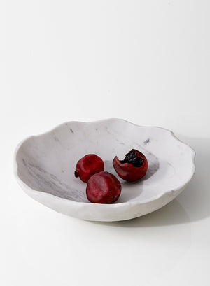 Serene Spaces Living White Marble Bowl, Ideal as Decorative Centerpiece at Weddings and Events, 2 Sizes Available