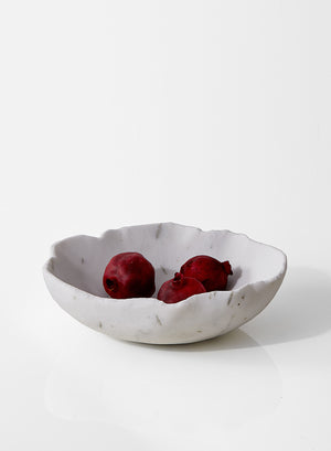 Serene Spaces Living White Marble Bowl, Ideal as Decorative Centerpiece at Weddings and Events, 2 Sizes Available